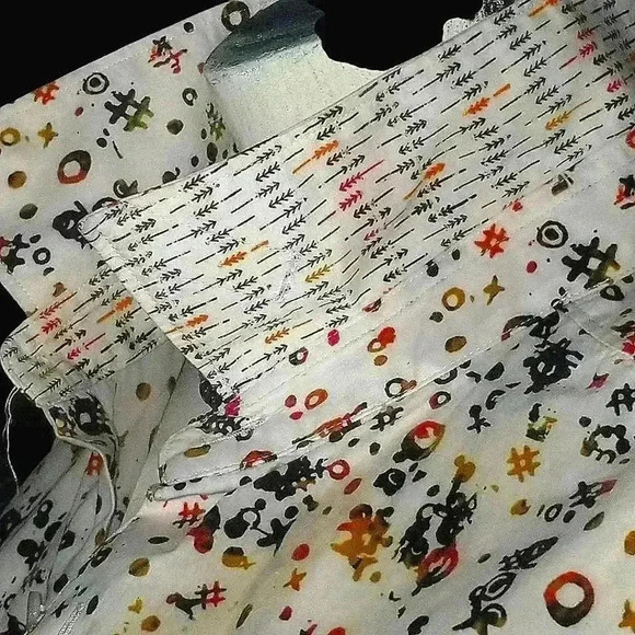 Men's Robert Graham Long Sleeve Button Down Flip Cuff Hyper Novelty Print Shirt - Picture 3 of 8